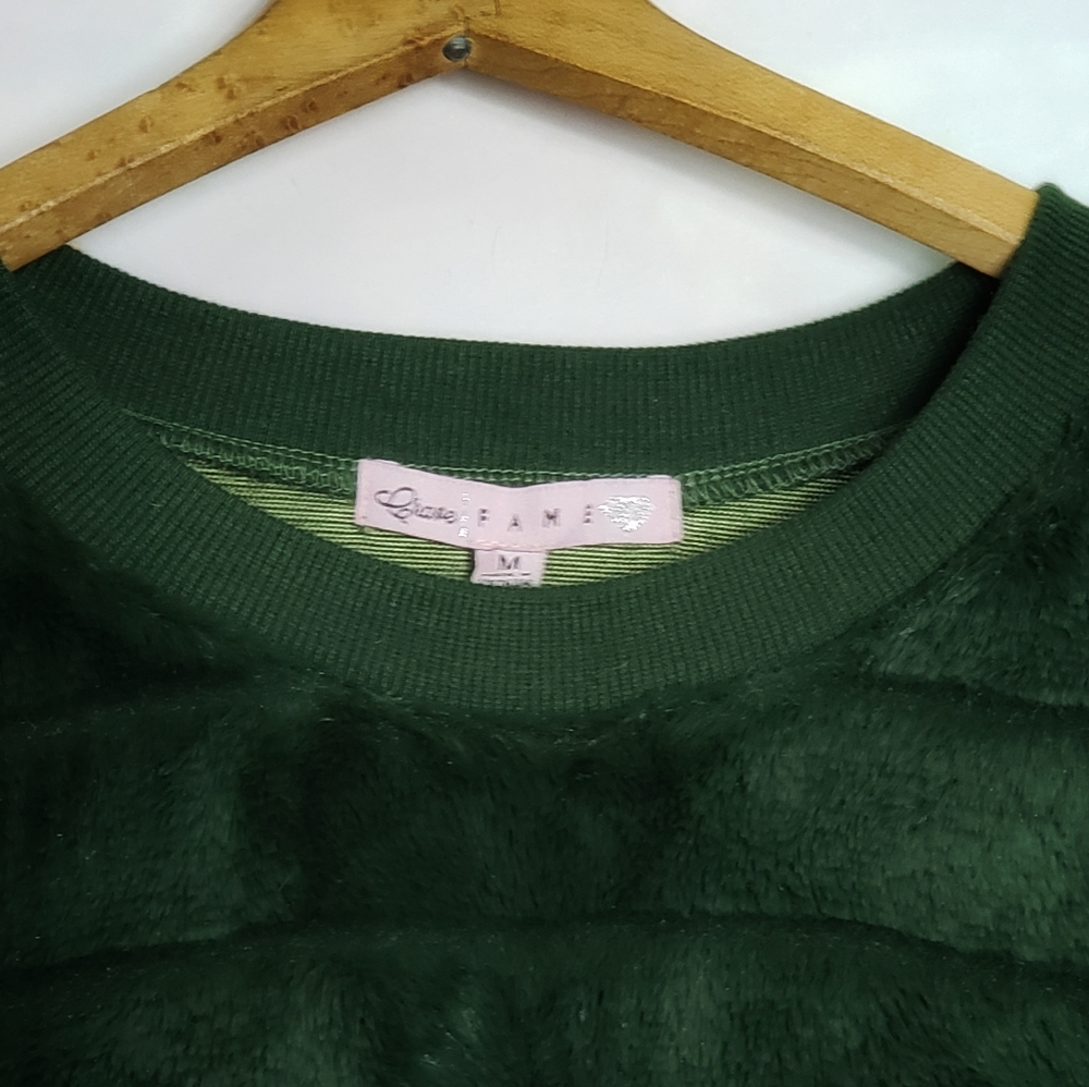 Plush Faux Fur Pullover Top Green New with Tags - Picture 5 of 6